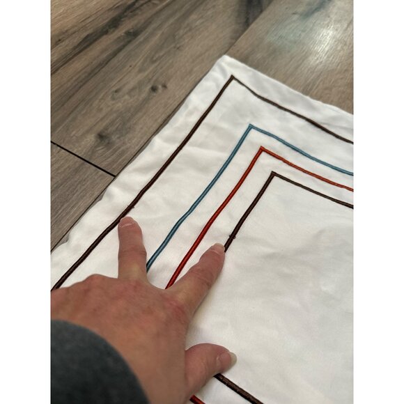 Orange & Blue Brown On White Frames Throw Pillow Cover - Picture 2 of 4